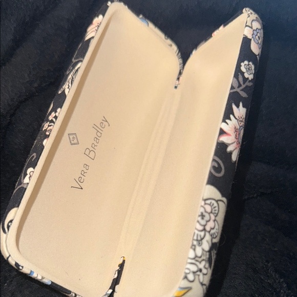 Vera Bradley Black and Cream Floral Cosmetic Bag - Picture 6 of 7